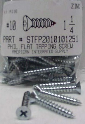 #10X1-1/4 FLAT HEAD PHILLIPS TAPPING SCREW A STEEL ZINC PLATED