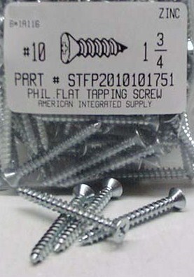 #10X1-3/4 FLAT HEAD PHILLIPS TAPPING SCREW A STEEL ZINC PLATED