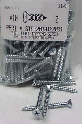 #10X2 FLAT HEAD PHILLIPS TAPPING SCREW A STEEL ZINC PLATED