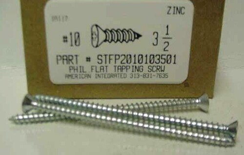 #10X3-1/2 FLAT HEAD PHILLIPS TAPPING SCREW A STEEL ZINC PLATED