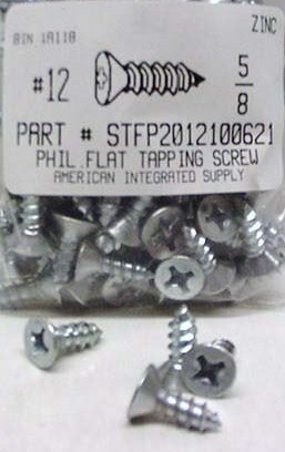 #12X5/8 FLAT HEAD PHILLIPS TAPPING SCREW A STEEL ZINC PLATED