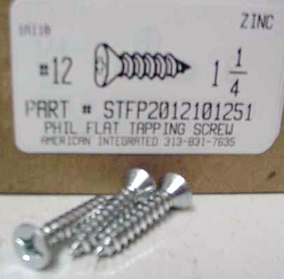 #12X1-1/4 FLAT HEAD PHILLIPS TAPPING SCREW A STEEL ZINC PLATED