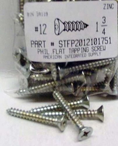 #12X1-3/4 FLAT HEAD PHILLIPS TAPPING SCREW A STEEL ZINC PLATED