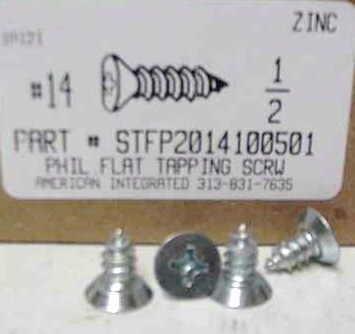 #14X1/2 UNDERCUT FLAT HEAD PHILLIPS TAPPING SCREW AB STEEL ZINC PLATED