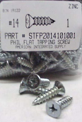 #14X1 FLAT HEAD PHILLIPS TAPPING SCREW A STEEL ZINC PLATED