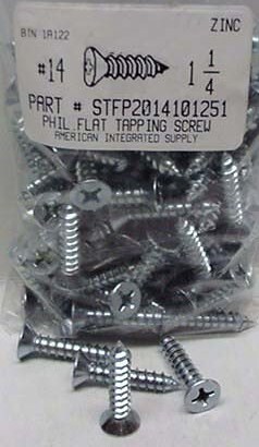 #14X1-1/4 FLAT HEAD PHILLIPS TAPPING SCREW A STEEL ZINC PLATED