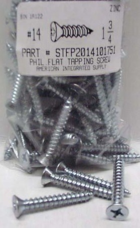 #14X1-3/4 FLAT HEAD PHILLIPS TAPPING SCREW A STEEL ZINC PLATED