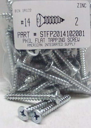 #14X2 FLAT HEAD PHILLIPS TAPPING SCREW A STEEL ZINC PLATED