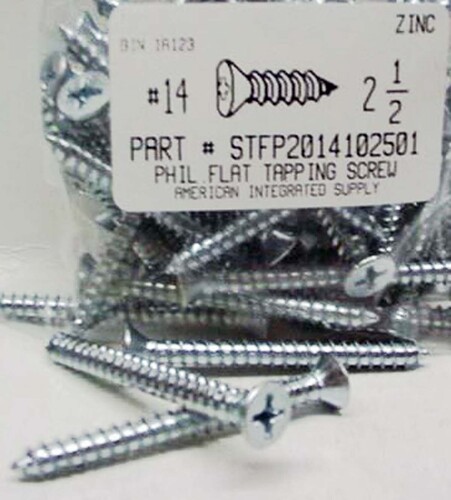 #14X2-1/2 FLAT HEAD PHILLIPS TAPPING SCREW A STEEL ZINC PLATED