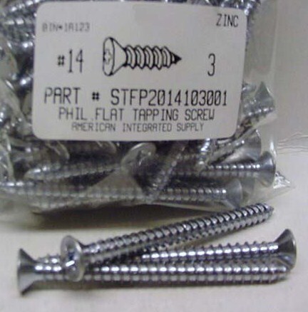 #14X3 FLAT HEAD PHILLIPS TAPPING SCREW A STEEL ZINC PLATED