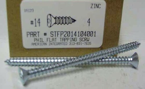 #14X4 FLAT HEAD PHILLIPS TAPPING SCREW A STEEL ZINC PLATED