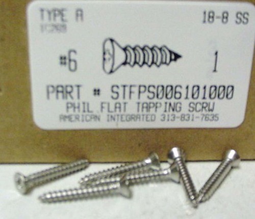 #6X1 FLAT HEAD PHILLIPS TAPPING SCREW A 18-8 STAINLESS STEEL