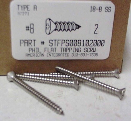 #8X2 FLAT HEAD PHILLIPS TAPPING SCREW A 18-8 STAINLESS STEEL