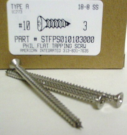 #10X3 FLAT HEAD PHILLIPS TAPPING SCREW A 18-8 STAINLESS STEEL