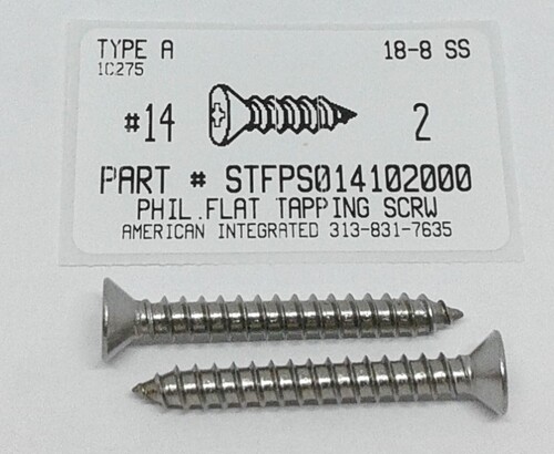 #14X2 FLAT HEAD PHILLIPS TAPPING SCREW A 18-8 STAINLESS STEEL