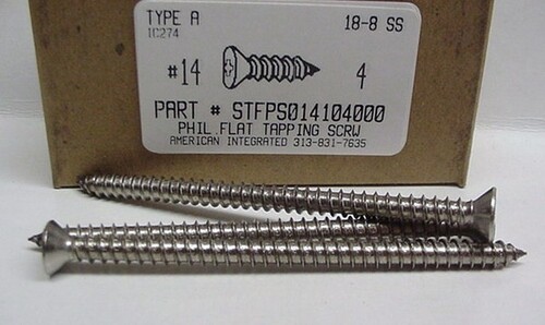 #14X4 FLAT HEAD PHILLIPS TAPPING SCREW A 18-8 STAINLESS STEEL