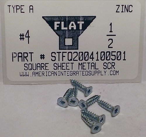 #4X1/2 FLAT HEAD SQUARE DRIVE TAPPING SCREW AB STEEL ZINC PLATED