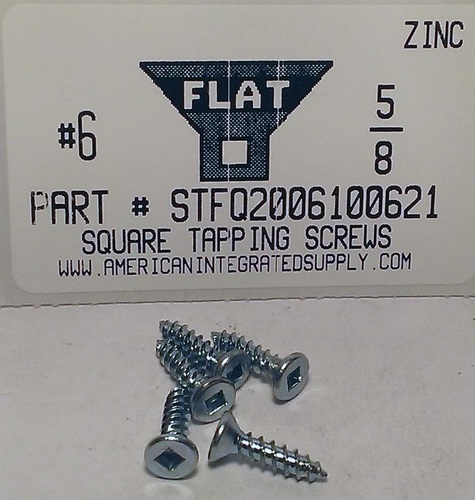 #6X5/8 FLAT HEAD SQUARE DRIVE TAPPING SCREW A,AB STEEL ZINC PLATED