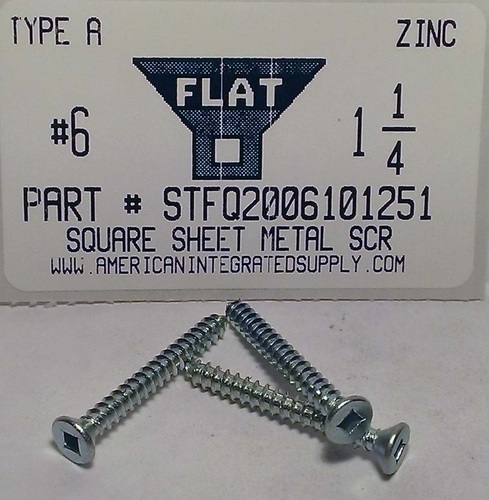 #6X1-1/4 FLAT HEAD SQUARE TAPPING SCREW A,AB STEEL ZINC PLATED