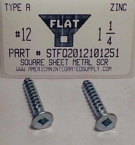 #12X1-1/4 FLAT HEAD SQUARE TAPPING SCREW A,AB STEEL ZINC PLATED