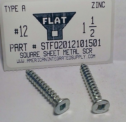 #12X1-1/2 FLAT HEAD SQUARE TAPPING SCREW A,AB STEEL ZINC PLATED