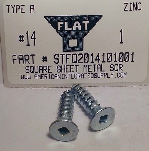 #14X1 FLAT HEAD SQUARE DRIVE TAPPING SCREW A,AB STEEL ZINC PLATED