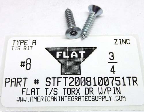 #8X3/4 FLAT HEAD PIN-IN 6 LOBE DRIVE TAPPING SCREW STEEL ZINC PLATED