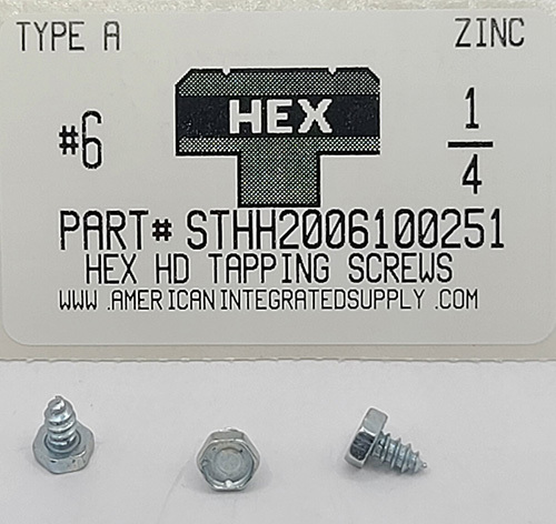 #6X1/4 HEX HEAD TAPPING SCREW AB STEEL ZINC PLATED