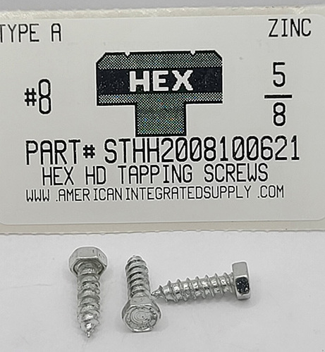 #8X5/8 HEX HEAD TAPPING SCREW A,AB STEEL ZINC PLATED