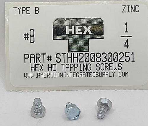 #8X1/4 HEX HEAD TAPPING SCREW TYPE B STEEL ZINC PLATED