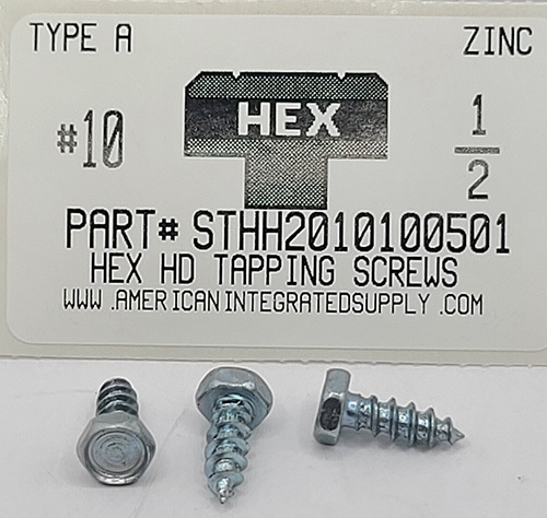 #10X1/2 HEX HEAD TAPPING SCREW A,AB STEEL ZINC PLATED