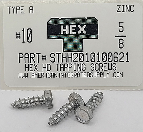 #10X5/8 HEX HEAD TAPPING SCREW A,AB STEEL ZINC PLATED