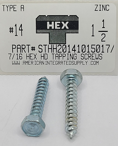 #14X1-1/2 7/16 HEX HEAD TAPPING SCREW A STEEL ZINC PLATED (DISCONTINUED)