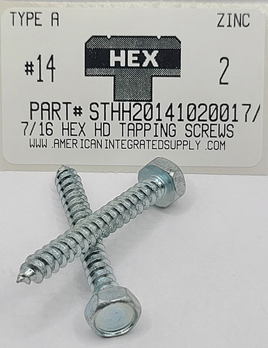 #14X2 7/16 HEX HEAD TAPPING SCREW A STEEL ZINC PLATED (DISCONTINUED)