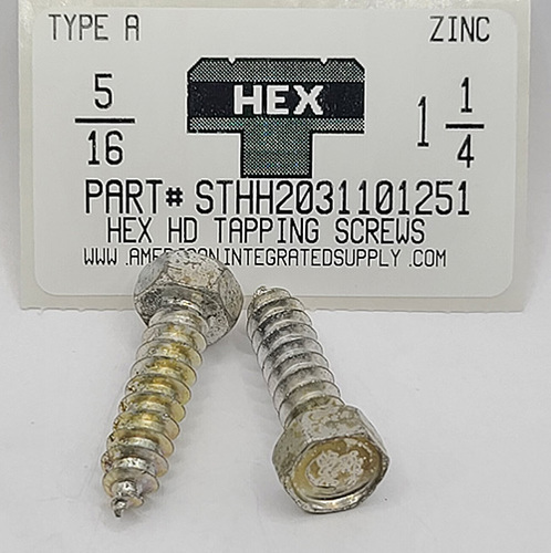 5/16X1 1/4 INDENTED HEX HEAD TAPPING SCREW A STEEL ZINC PLATED