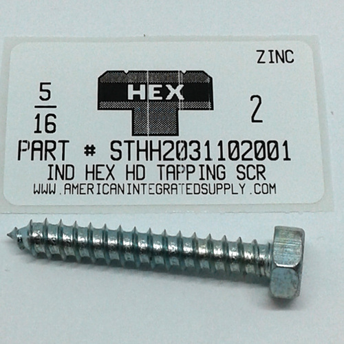 5/16X2 INDENTED HEX HEAD TAPPING SCREW A STEEL ZINC PLATED