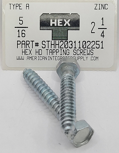 5/16X2-1/4 INDENTED HEX HEAD TAPPING SCREW A STEEL ZINC PLATED (DISCONTINUED)