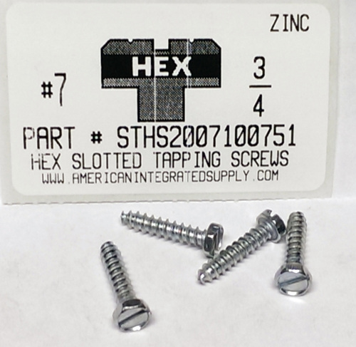 #7X3/4 HEX HEAD SLOTTED TAPPING SCREW A STEEL ZINC PLATED (DISCONTINUED)