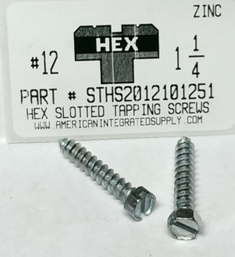 #12X1-1/4 HEX HEAD SLOTTED TAPPING SCREW A STEEL ZINC PLATED (DISCONTINUED)