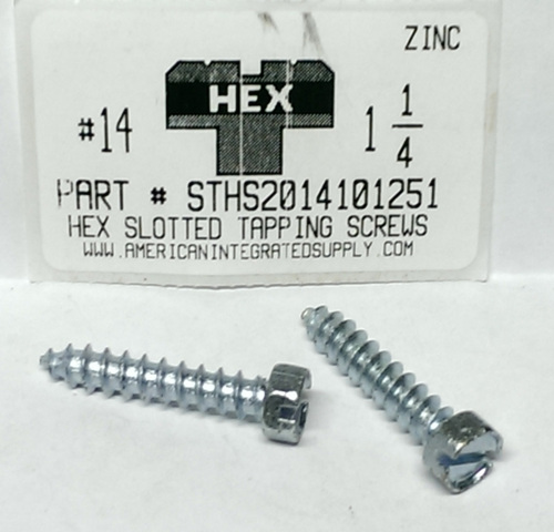 #14X1-1/4 HEX HEAD SLOTTED TAPPING SCREW A STEEL ZINC PLATED (DISCONTINUED)