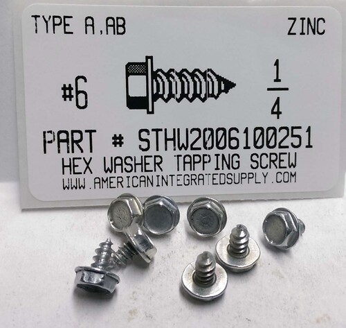 #6X1/4 HEX WASHER HEAD TAPPING SCREW AB STEEL ZINC PLATED