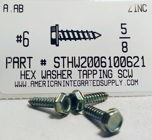 #6X5/8 HEX WASHER HEAD TAPPING SCREW AB STEEL ZINC PLATED (DISCONTINUED)