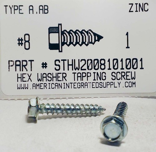 #8X1 HEX WASHER HEAD TAPPING SCREW A,AB STEEL ZINC PLATED