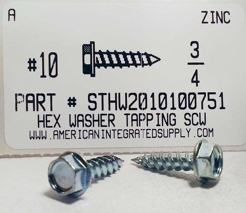 #10X3/4 HEX WASHER HEAD TAPPING SCREW AB STEEL ZINC PLATED