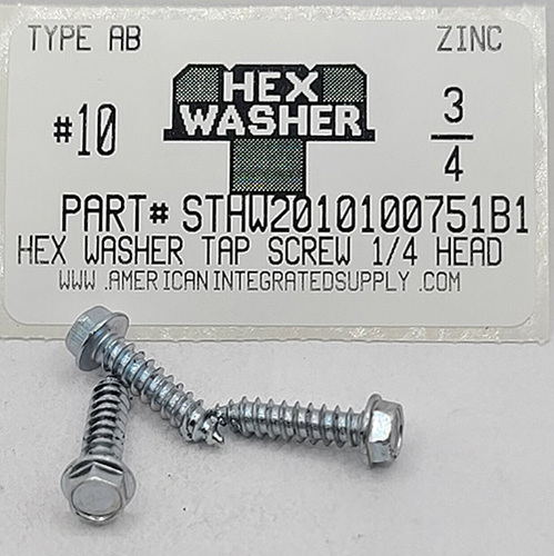 #10X3/4 1/4"HEX WASHER HEAD TAPPING SCREW AB STEEL ZINC PLATED