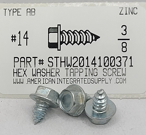 #14X3/8 HEX WASHER HEAD TAPPING SCREW AB STEEL ZINC PLATED