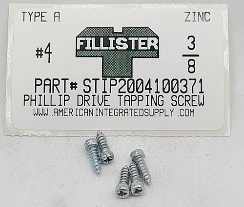 #4X3/8 FILLSTER HEAD PHILLIPS TAPPING SCREW AB STEEL ZINC PLATED (DISCONTINUED)