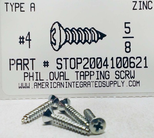 #4X5/8 OVAL HEAD PHILLIPS TAPPING SCREW A,AB STEEL ZINC PLATED