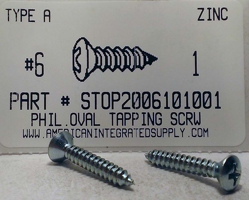 #6X1 OVAL HEAD PHILLIPS TAPPING SCREW A,AB STEEL ZINC PLATED