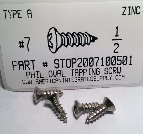 #7X1/2 OVAL HEAD PHILLIPS TAPPING SCREW A,AB STEEL ZINC PLATED (DISCONTINUED)